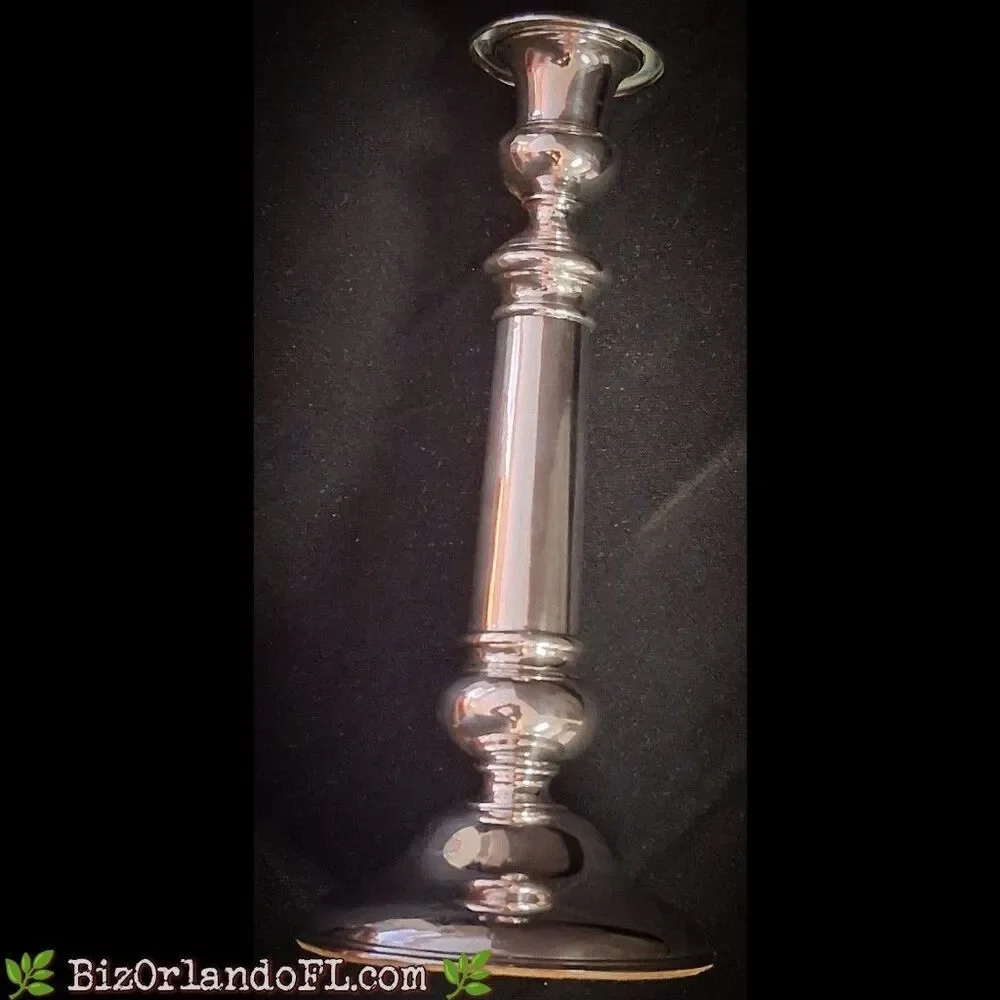 VINTAGE: Elegant Weighted Silver-Tone Classic Column Candlesticks Pair (2)